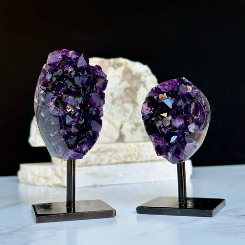 Amethyst on metal base from Uruguay, A+ quality