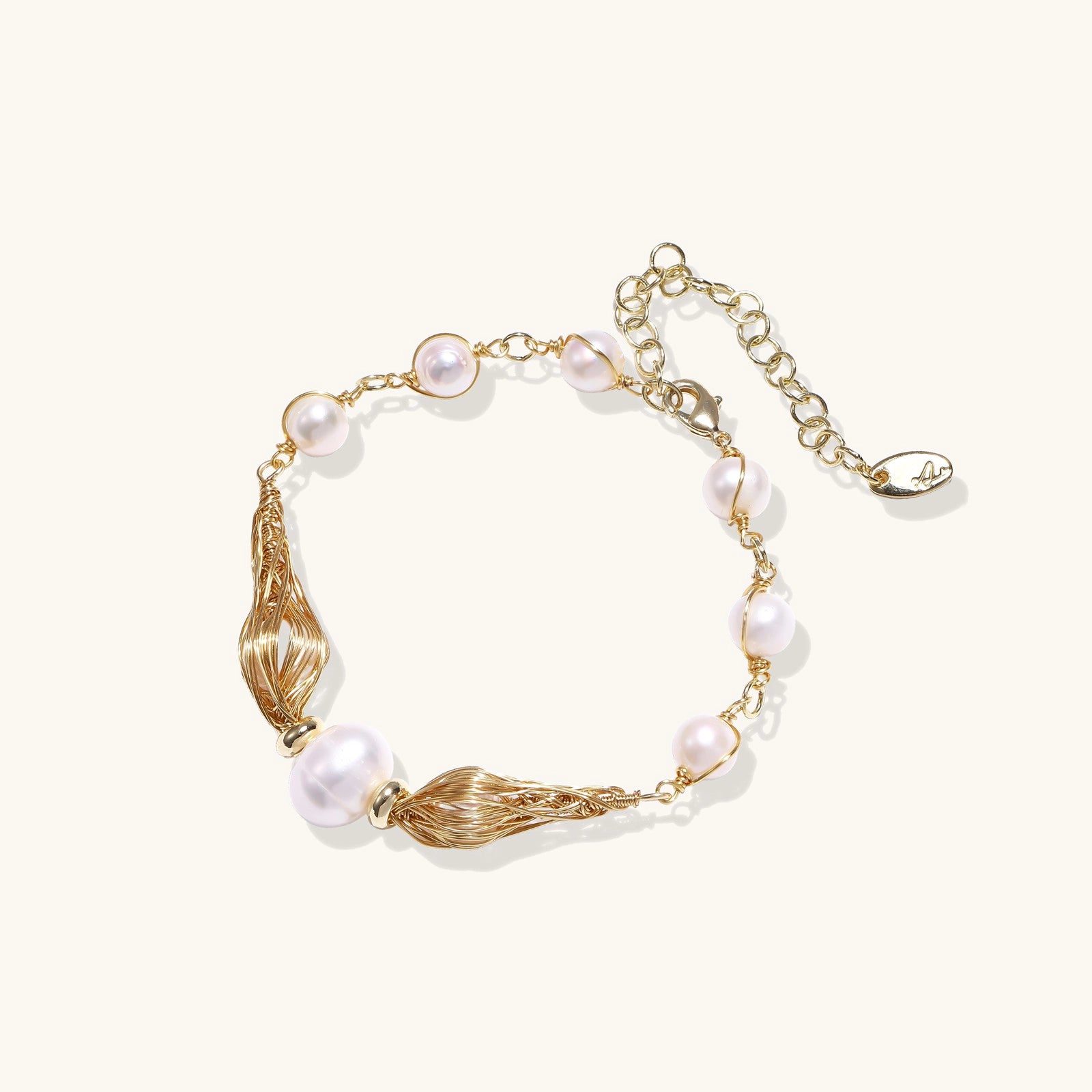 Golden Spiral Pearl Bracelet